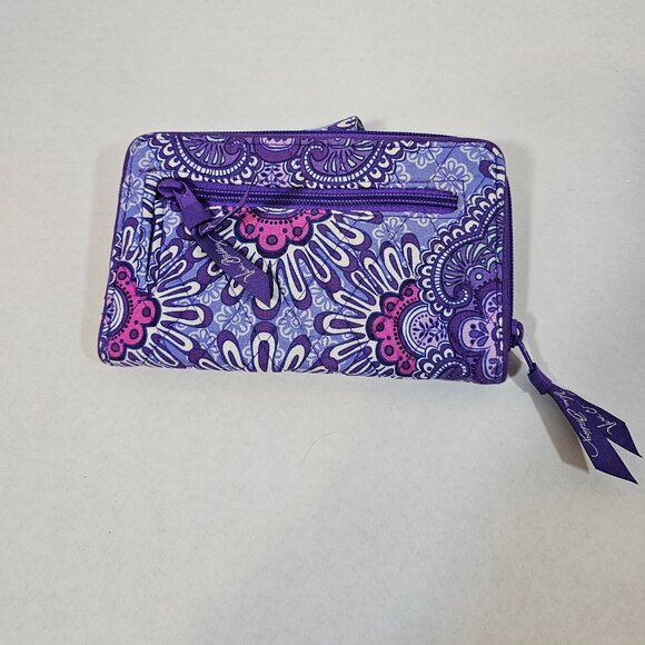 Vera Bradley, quilted, wallet, purple, pink and white with silver closure - Picture 2 of 6